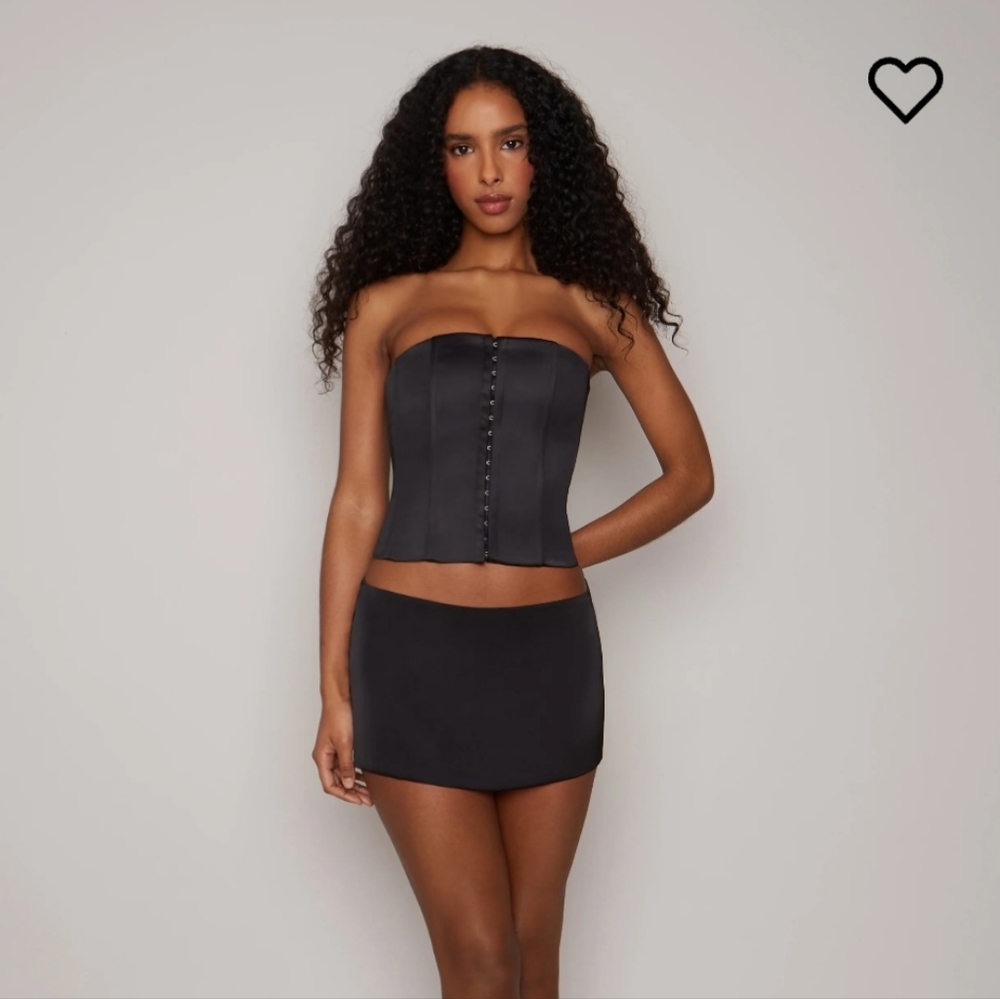 Danielle Guizio Black Satin Corset Top - Size XS